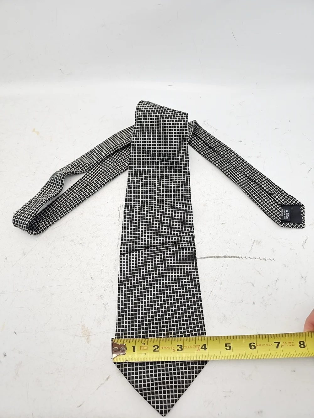 Giorgio Armani Black & White Grid Silk Tie